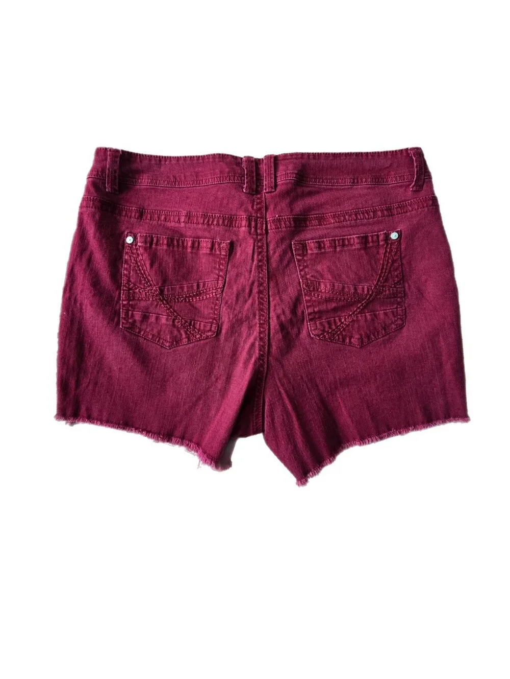 WallFlower Burgundy Frayed Hem Denim Shorts NWOT - Size 18